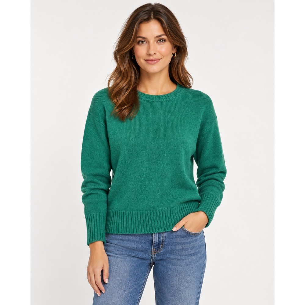 Banana Republic Sweater Size M Green Cashmere Crewneck Relaxed Knit Pullover